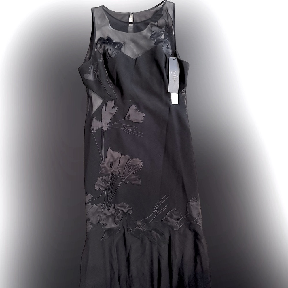 HALSTON HERITAGE BLACK WITCHY MAXI DRESS SEMI SHEER 8 WHIMSIGOTH PARTY VALENTINE - Picture 7 of 9